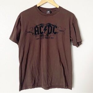 Rockware‎ AC/DC Can't Stop Rock 'n' Roll Graphic T-shirt Brown Tee Men’s Medium